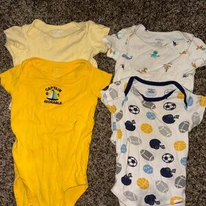 Carter's Yellow, White & Navy Baby One-Piece Bodysuit Set - 4 Pack
